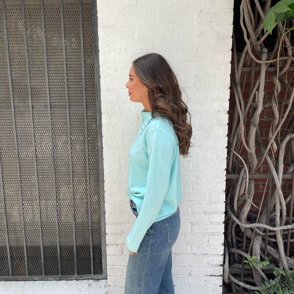 Vtg y2k light blue white stag mock neck sweater sz XL - Picture 3 of 6